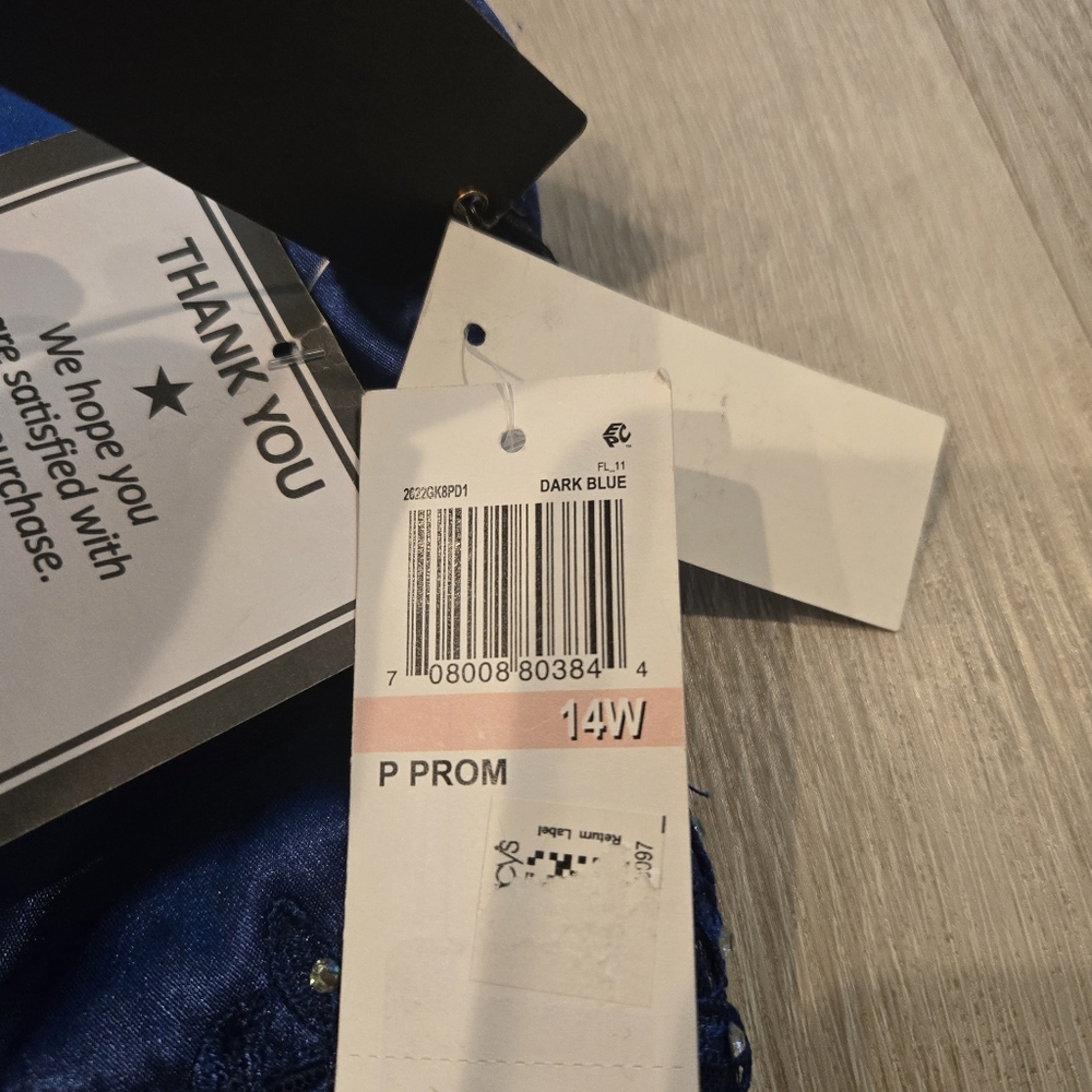 City Studio Formal Gown Dark Blue Beaded Spaghetti Strap Dress Sz 14W NWT - Picture 6 of 6